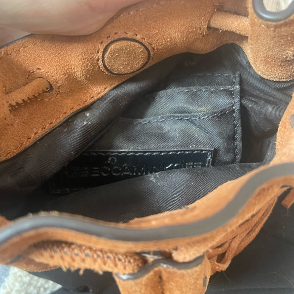 🛑SOLD Rebecca Minkoff Boho Tan Suede Fringe Crossbody Embellished Strap Handbag - Picture 6 of 13